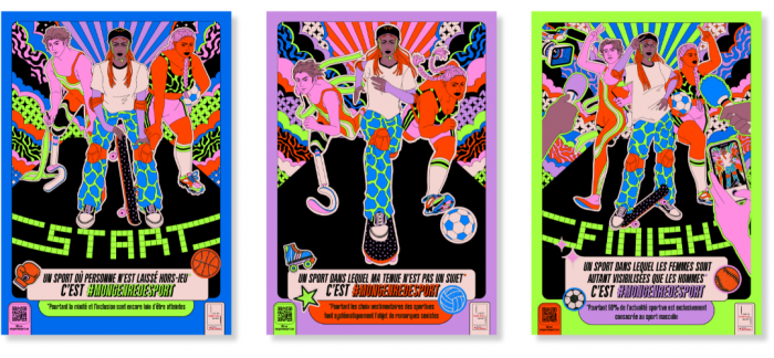 visuel présentant les 3 affiches de la campagne #MonGenreDeSport